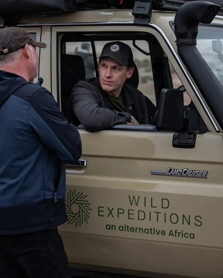 Dirk Smit at the wheel of the Wild Expeditions Land Cruiser